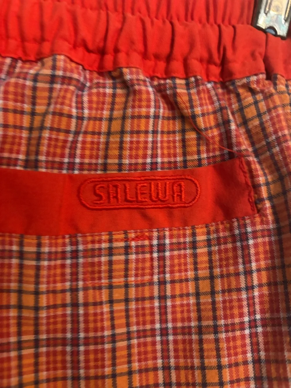 Vintage Salewa x La Mano Kids Red Plaid Hiking Pants Sz 152 (US 12/Large)